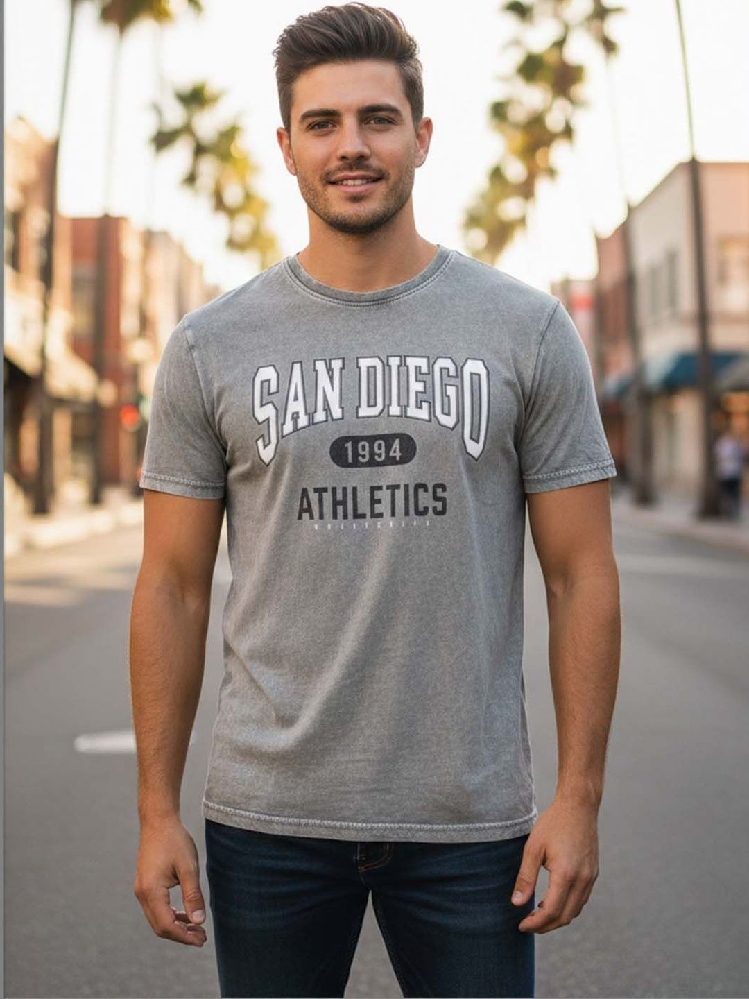 Men Typography Printed Cotton T-shirt