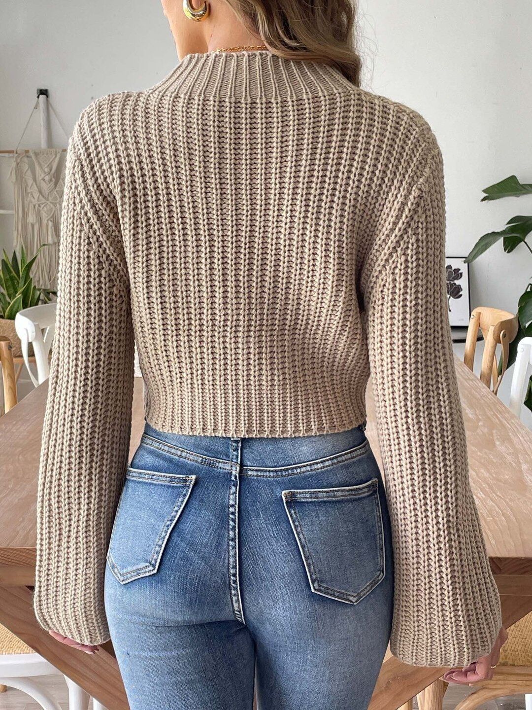 Women Ribbed Crop Pullover