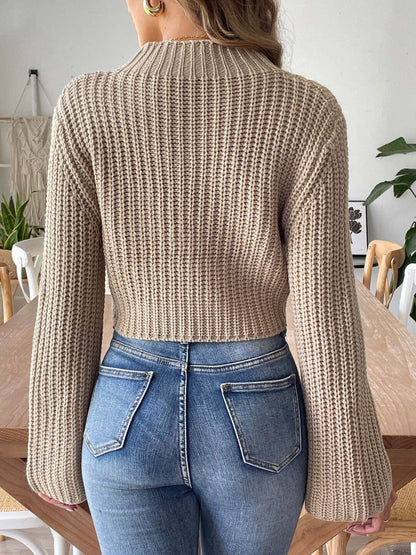 Women Ribbed Crop Pullover