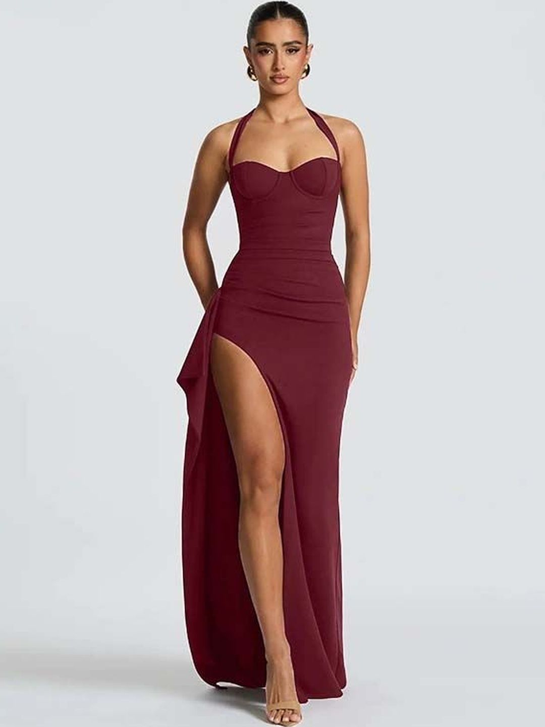 Halter Neck Sheath Maxi Dress