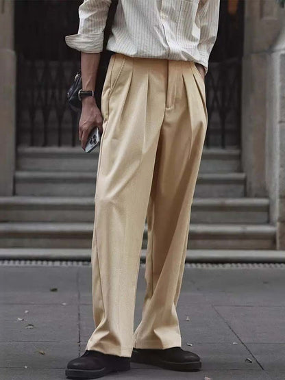 Men Wrinkle Free Pleated Trousers