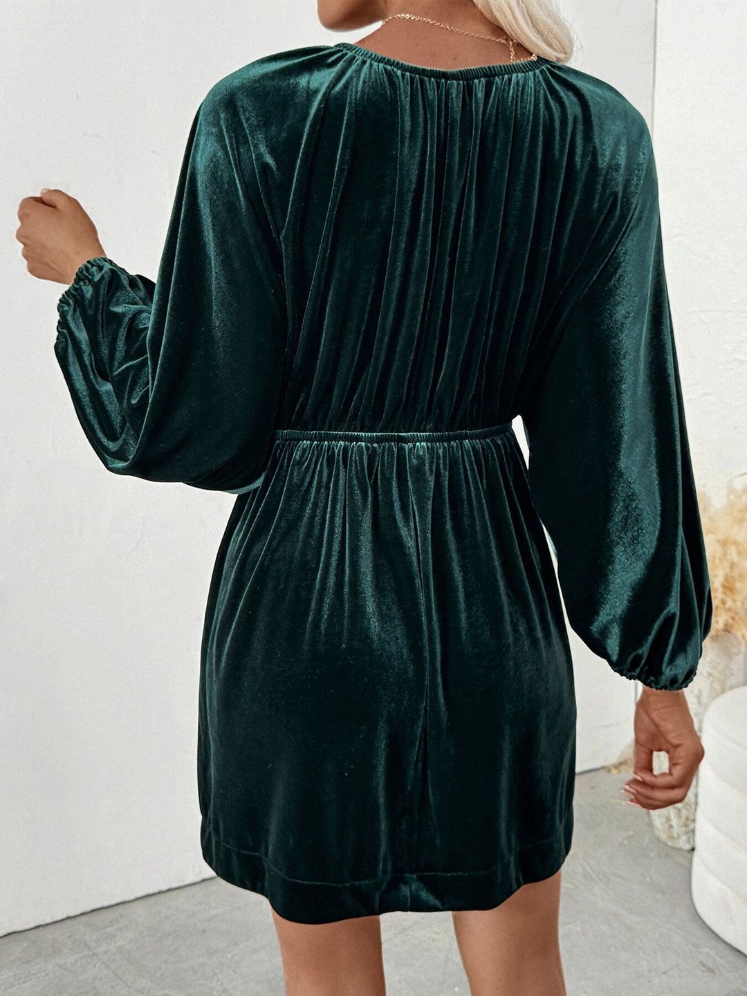 Women's Green Fit & Flare Dress Blend Printed