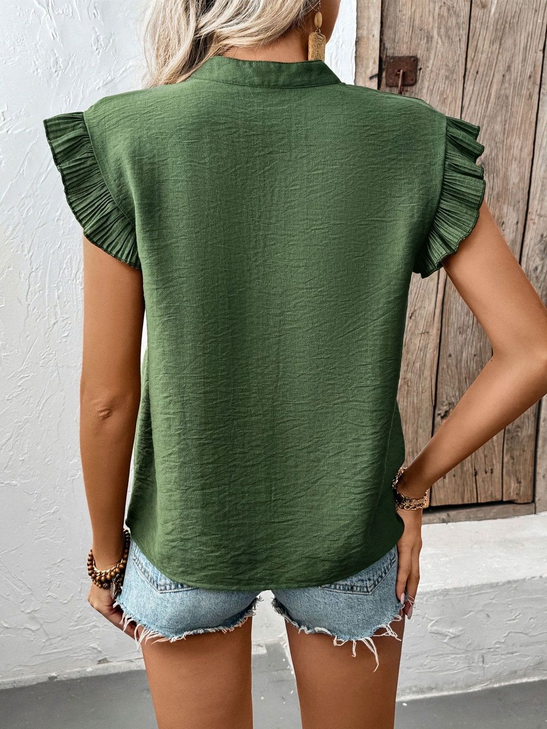 Flutter Sleeve Ruffles Cotton Top