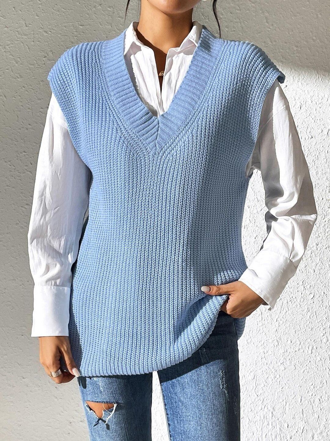 Women Ribbed Sweater Vest