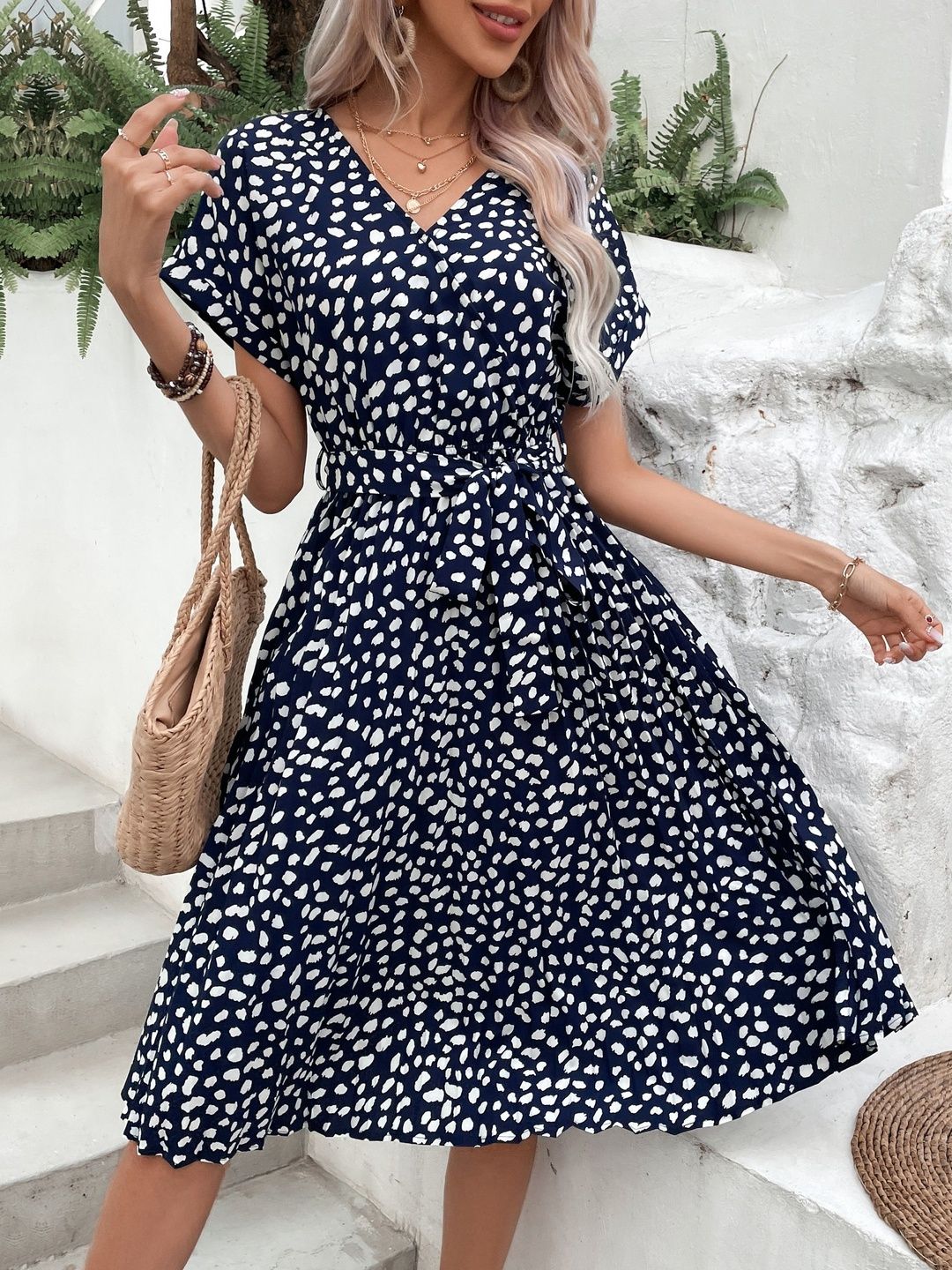Print Fit & Flare Midi Dress