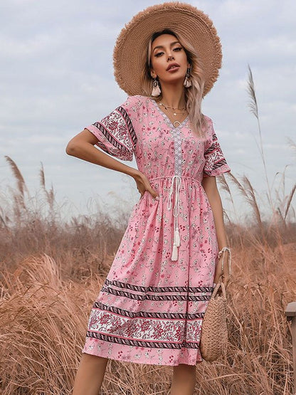 Floral Print Fit & Flare Midi Dress