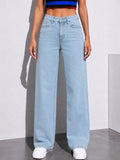 Women Straight Fit High-Rise Light Fade Stretchable Jeans
