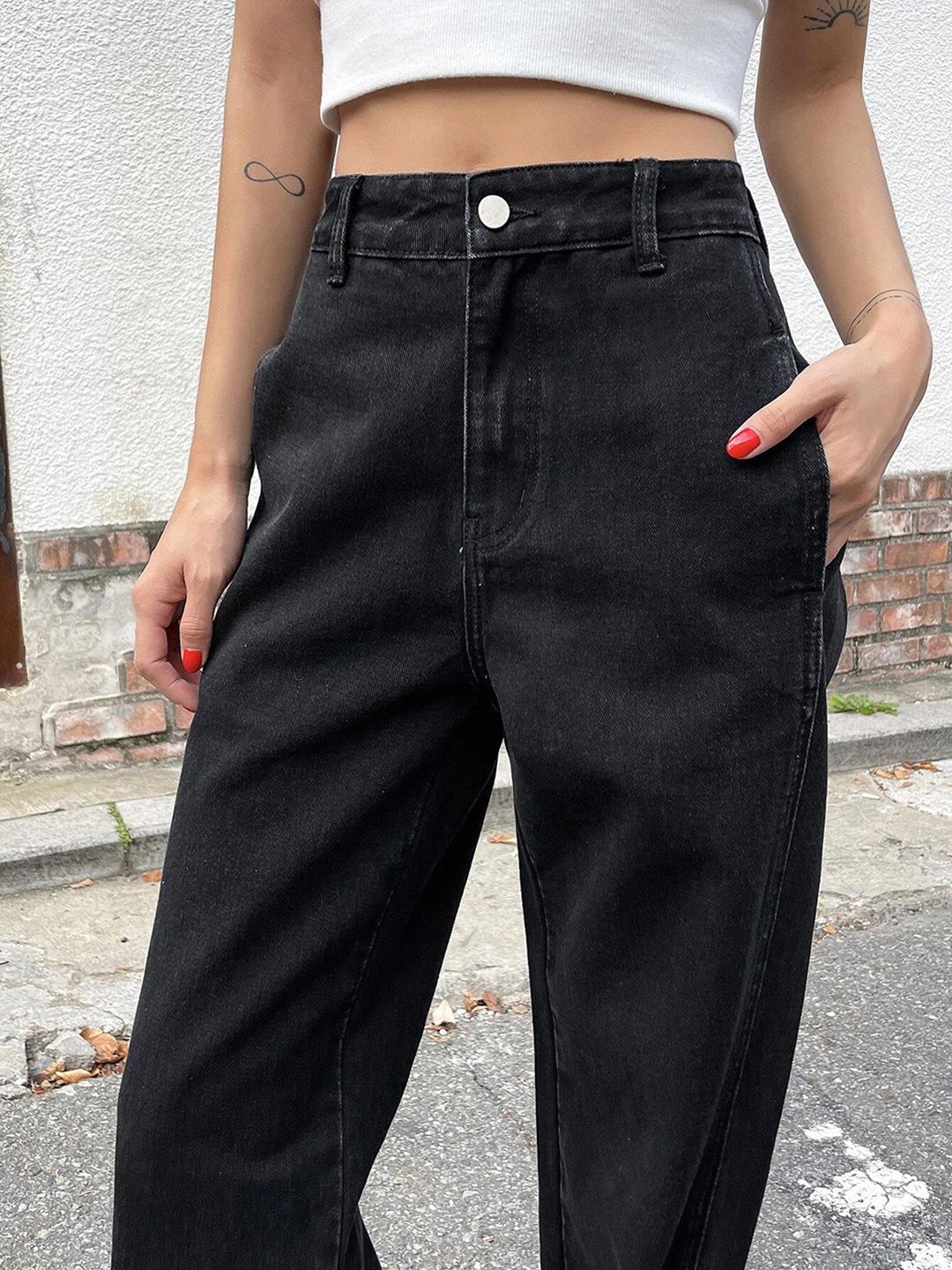 NOWI Women Loose Fit High-Rise Light Fade Stretchable Jeans