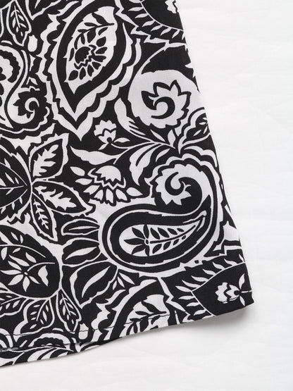 Women's White Print A-Line Midi Dress Blend