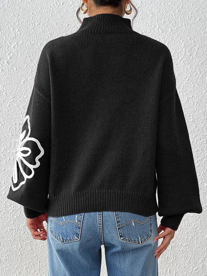 Women Floral Pullover with Embroidered Detail