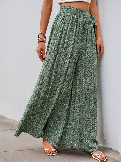 Women Printed Loose Fit High-Rise Non Iron Trousers