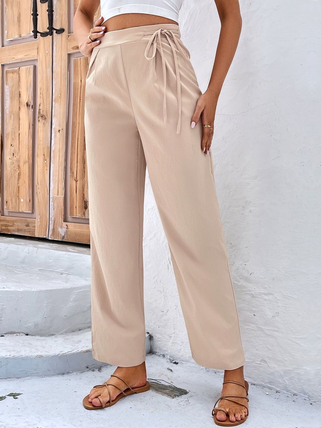 Women Loose Fit High-Rise Non Iron Trousers