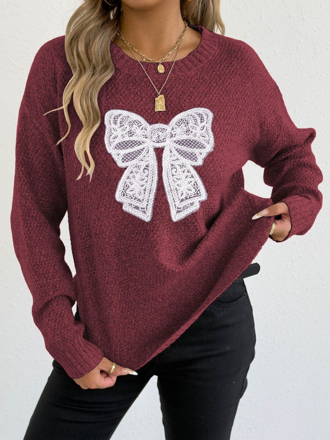 Women Pullover with Applique Detail