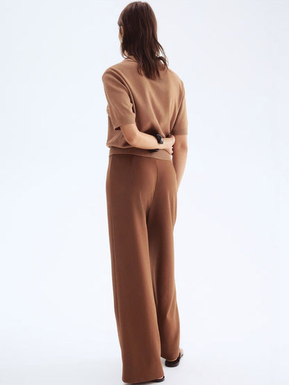 Women Straight Fit High-Rise Pleated Trousers