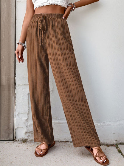 Women Textured Loose Fit High-Rise Non Iron Trousers