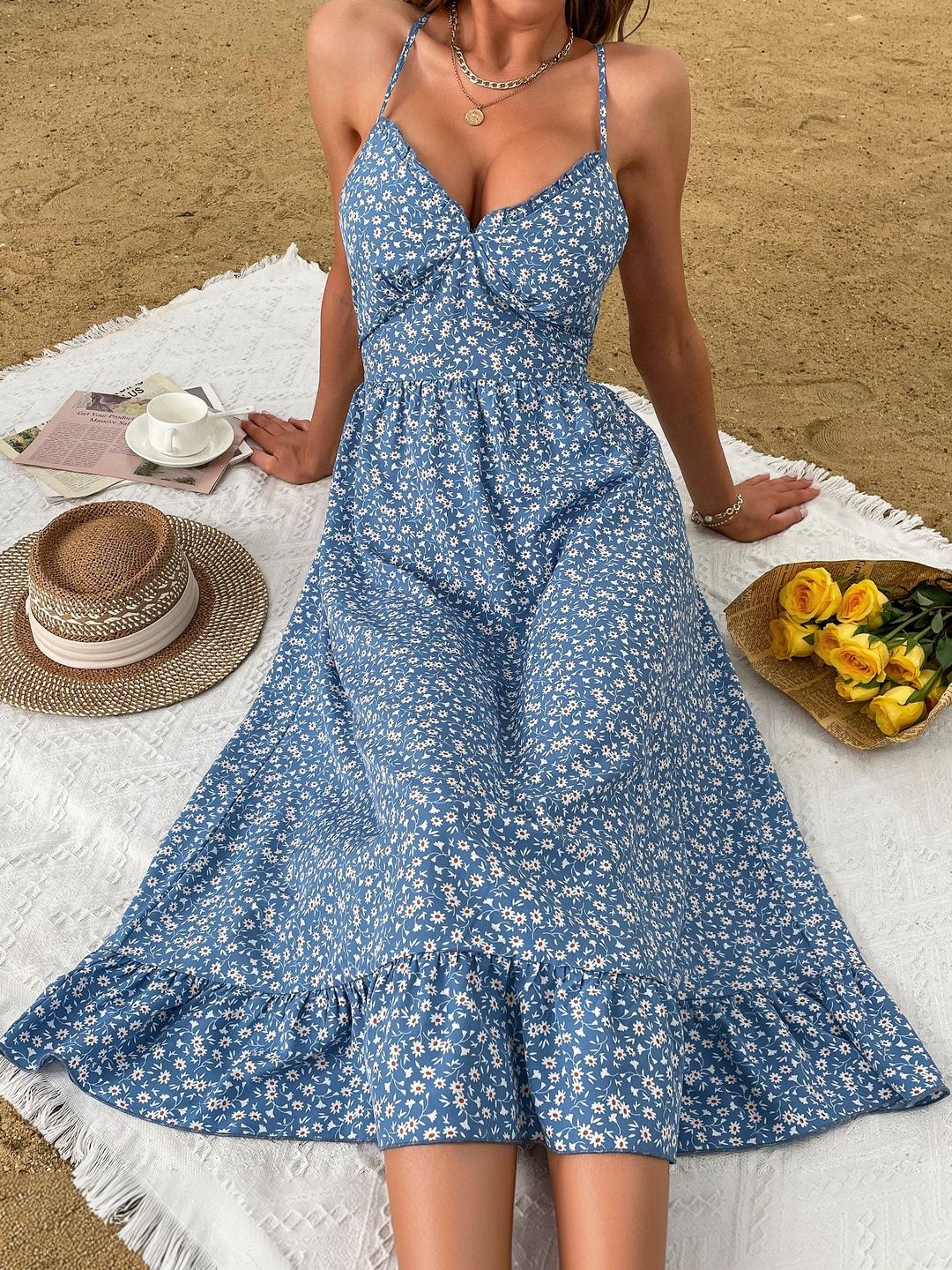Floral Print Fit & Flare Midi Dress