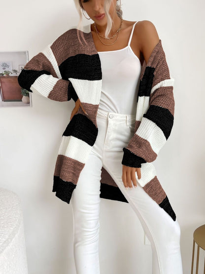 Women Striped Woollen Cardigan