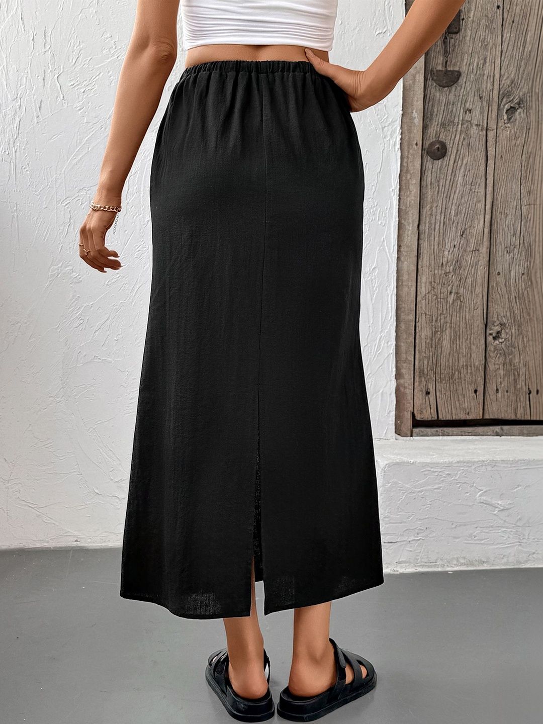 Straight Mid Rise Maxi Skirt