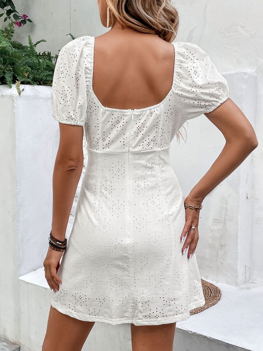 Puff Sleeve Fit & Flare Dress