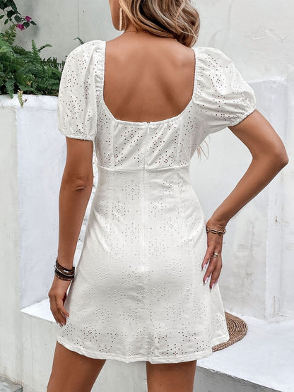 Puff Sleeve Fit & Flare Dress