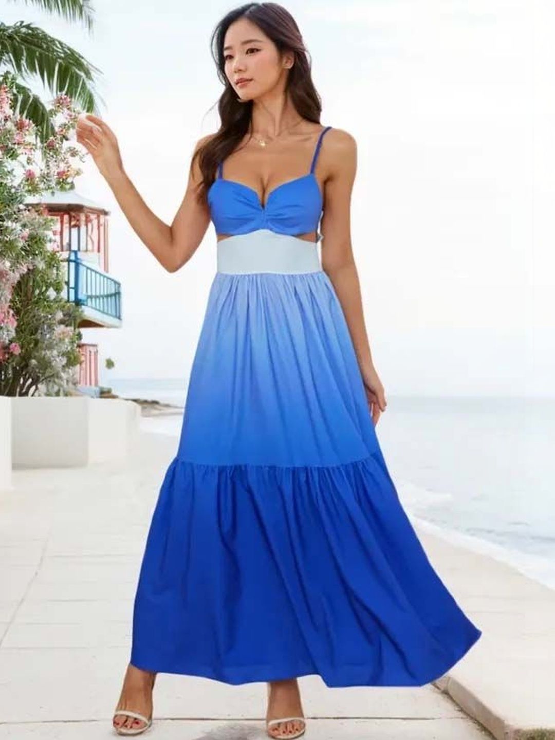 Ombre Fit & Flare Maxi Dress