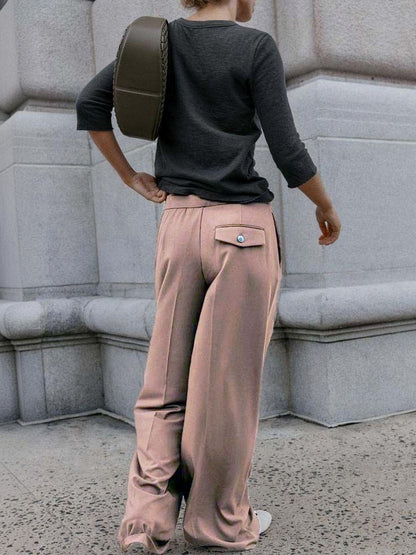 Women High-Rise Pleated Trousers