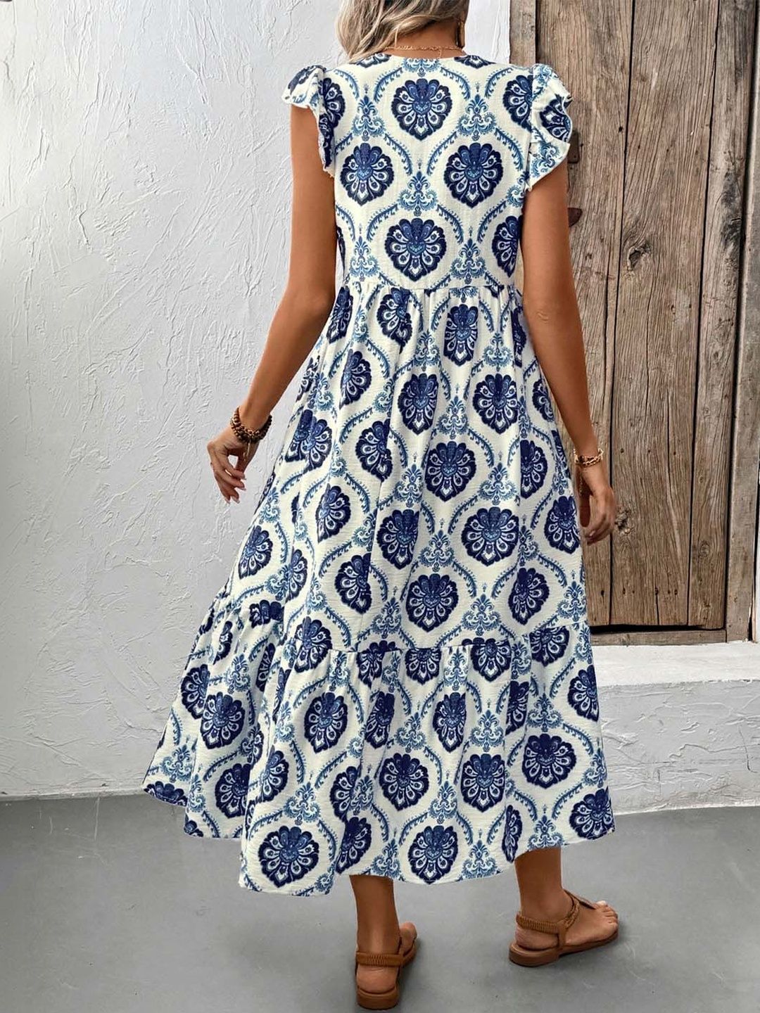 Floral Print Fit & Flare Midi Dress