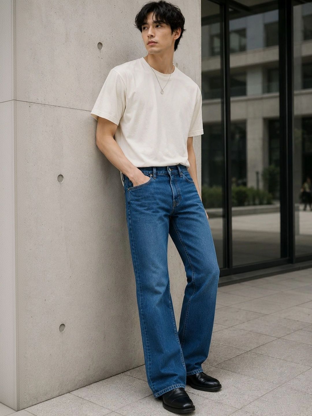 Men Bootcut High-Rise Light Fade Jeans