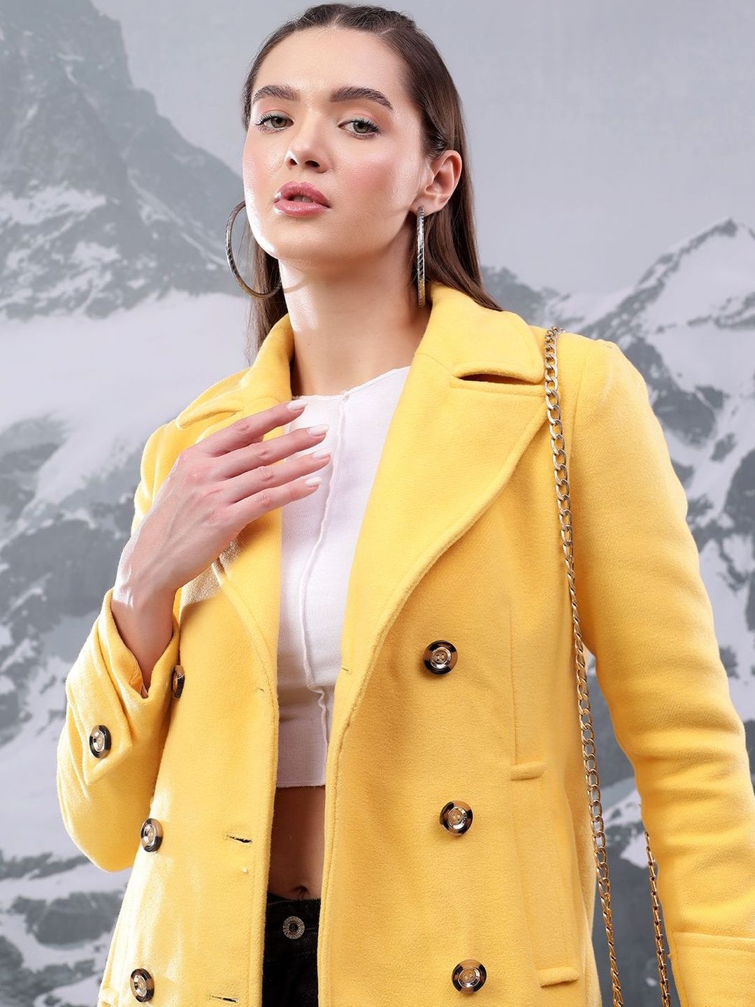 NOWI Solid Cotton Double Breasted  Coat