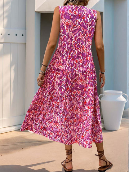 Women's Pink Nowi Print Fit & Flare Midi Dress
