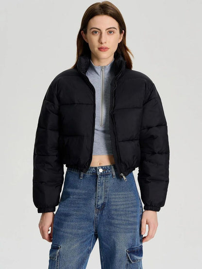 NOWI Stand Collar Crop Puffer Jacket
