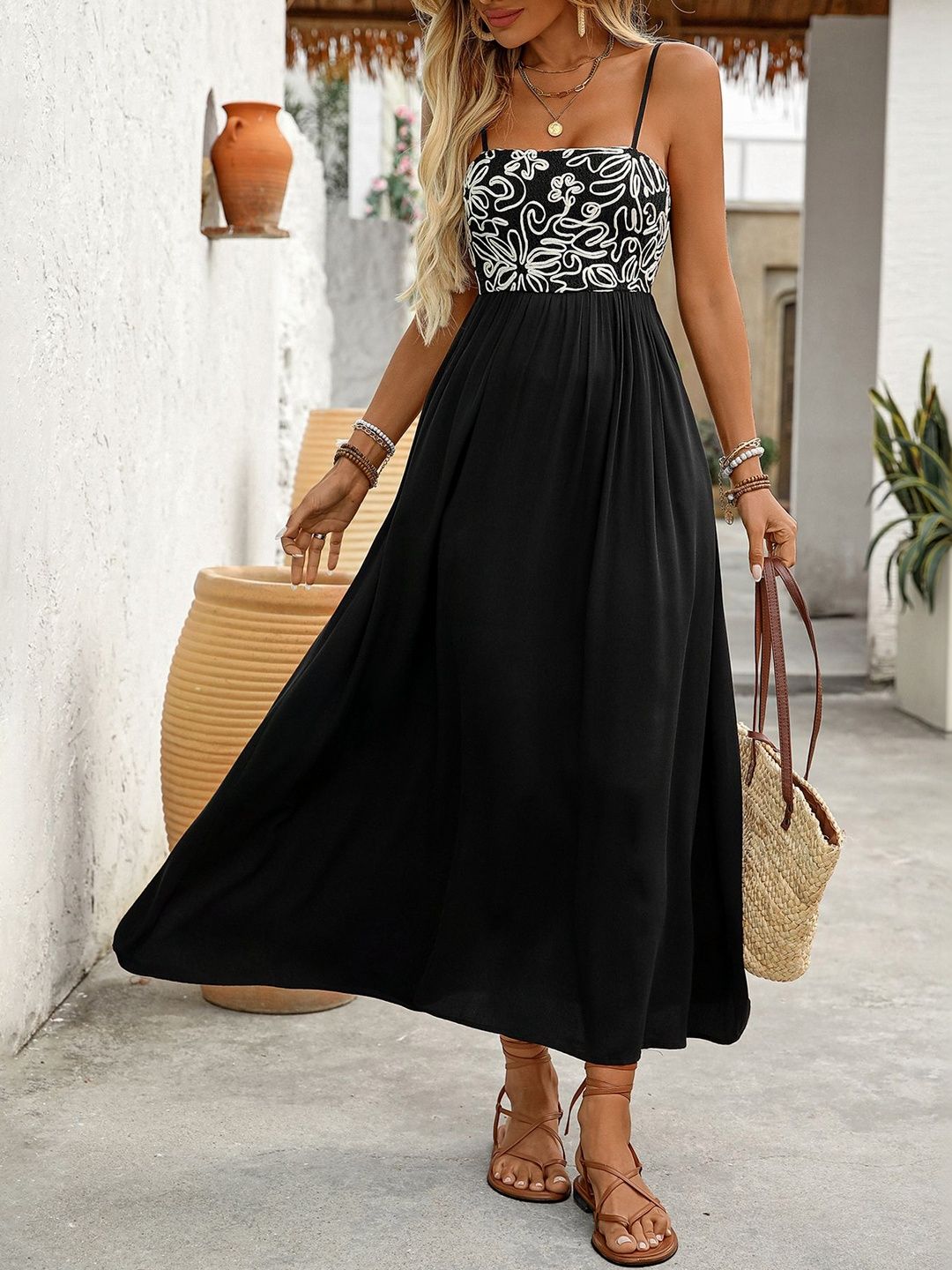 Floral Print Fit & Flare Midi Dress