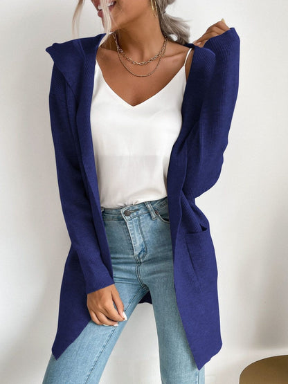 Women's Blue Nowi Women Ribbed Cardigan