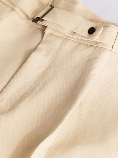 Men Straight Fit Wrinkle Free Pleated Trousers