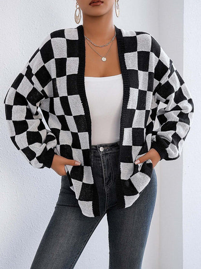 Women Checked Cardigan