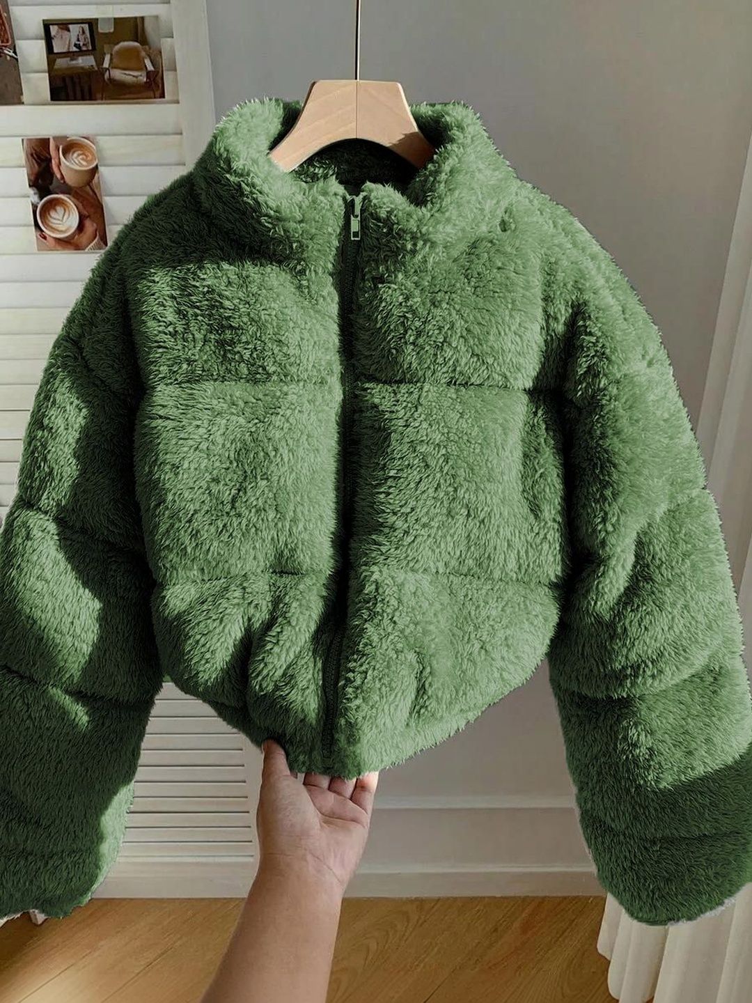 NOWI Women Woollen Crop Open Front Jacket