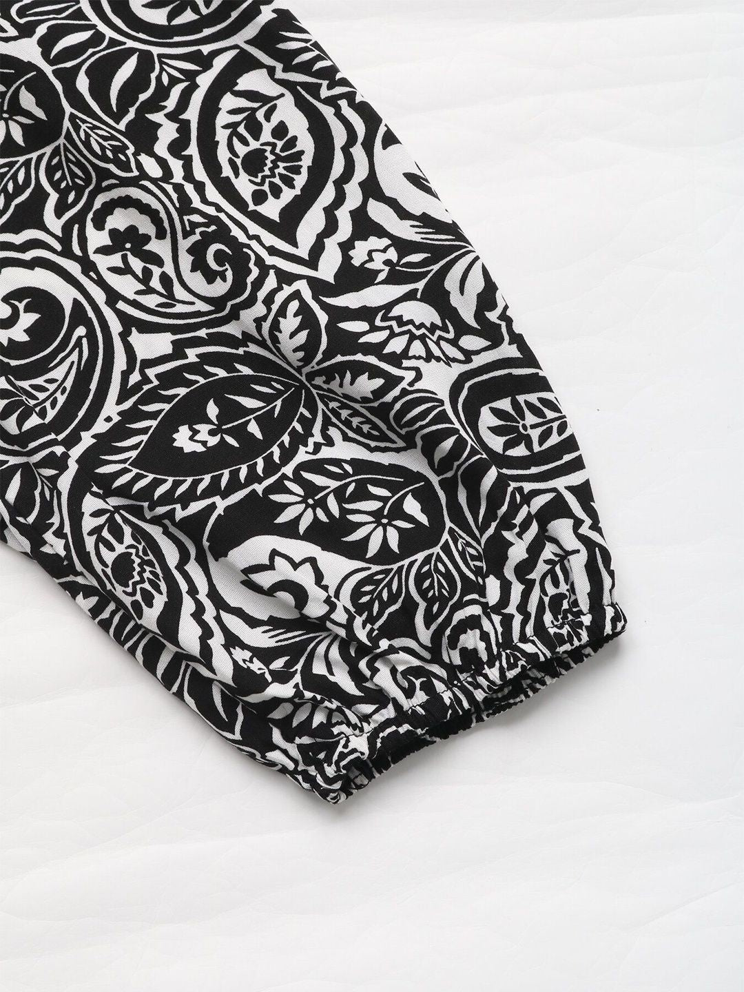 Women's White Print A-Line Midi Dress Blend