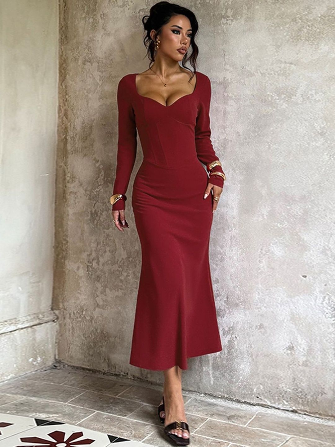 Bodycon Midi Dress - Nowi Korean Fashion