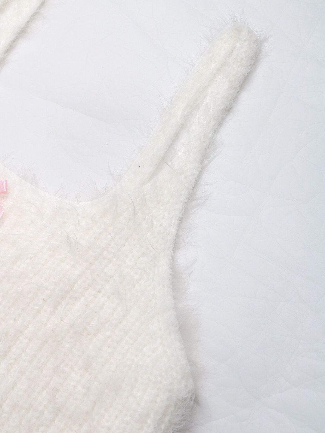 Women's White Nowi Women Ribbed Crop Pullover With Fuzzy