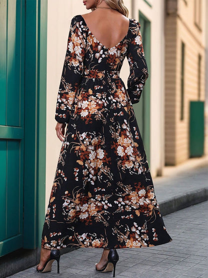 Women's Black Floral Print Maxi Dress Blend
