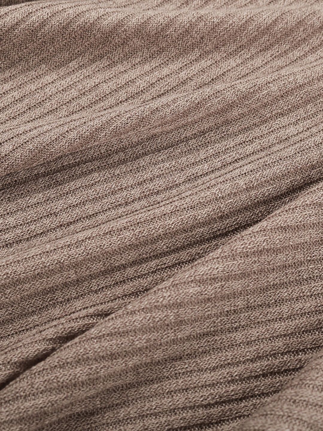 Women's Beige Nowi Women Ribbed Pullover Blend Printed