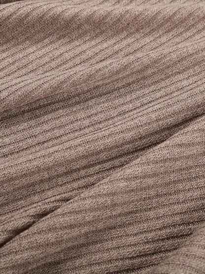 Women's Beige Nowi Women Ribbed Pullover Blend Printed