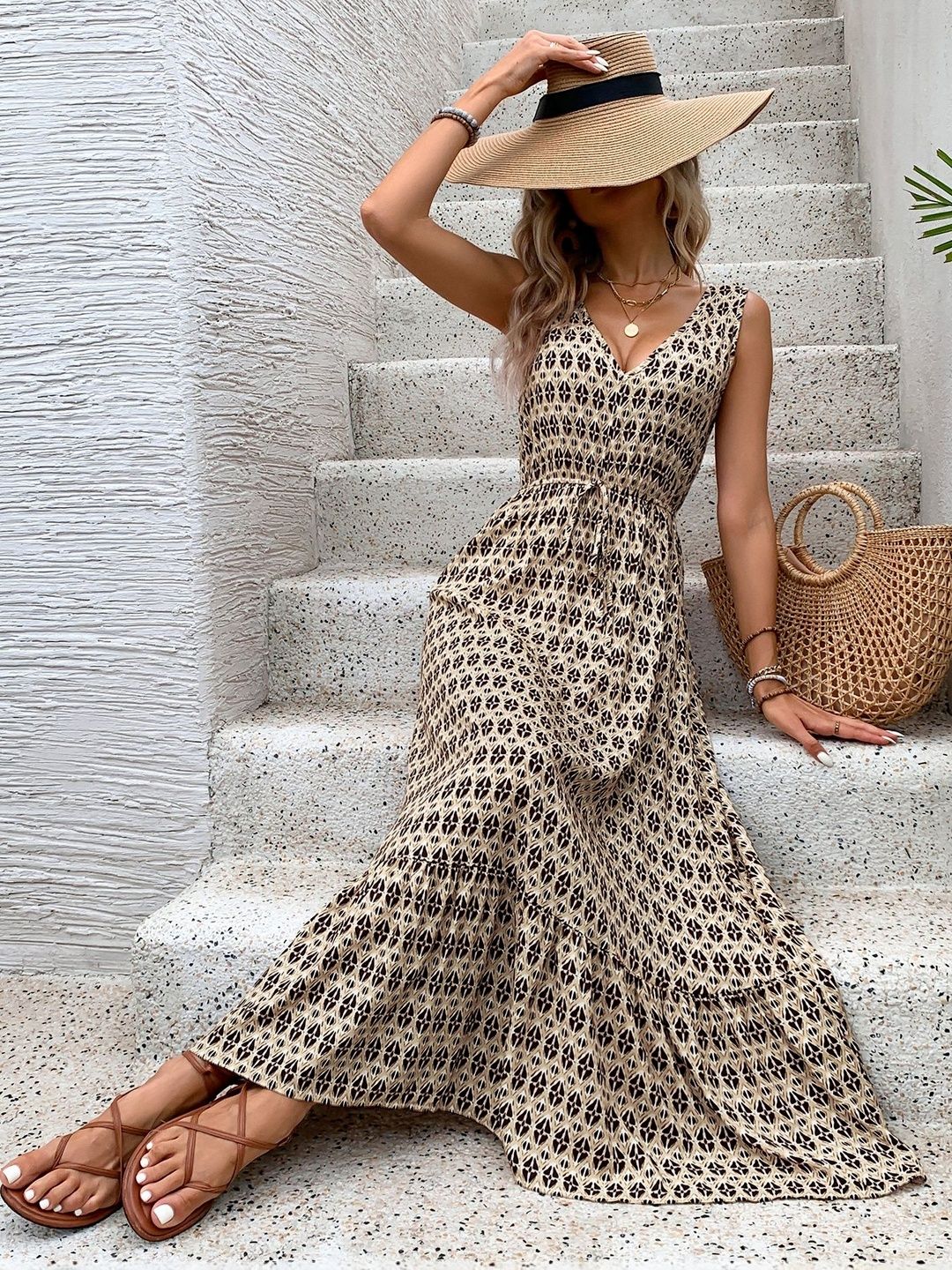 Print Fit & Flare Maxi Dress
