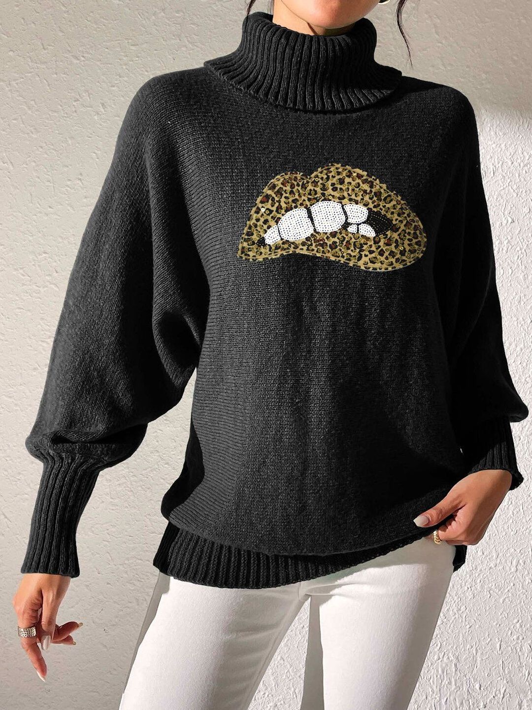 Women Animal Printed Pullover with Embellished Detail