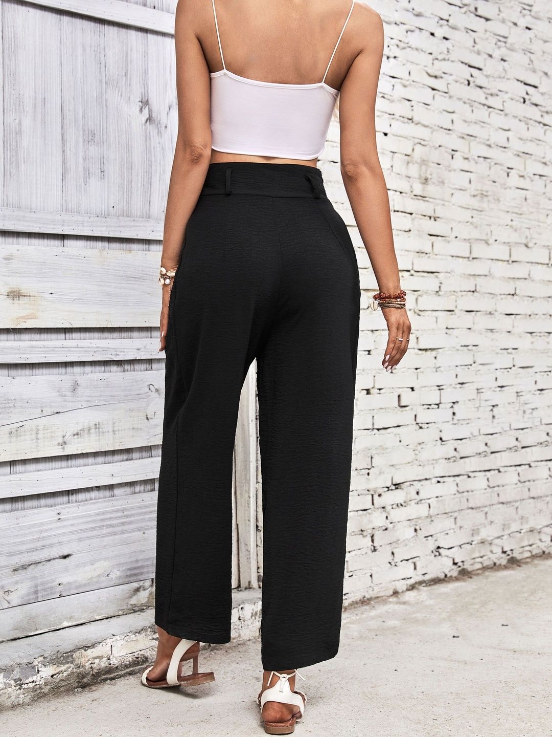Women High-Rise Non Iron Pleated Trousers
