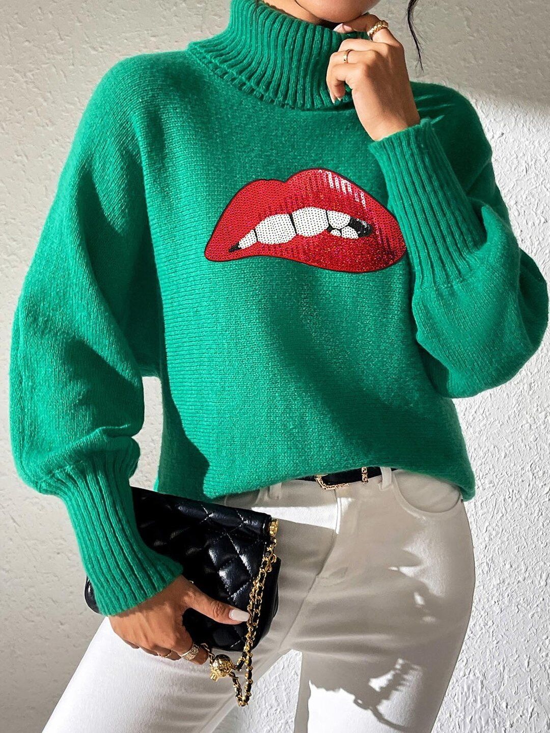 Women Printed Pullover with Embellished Detail