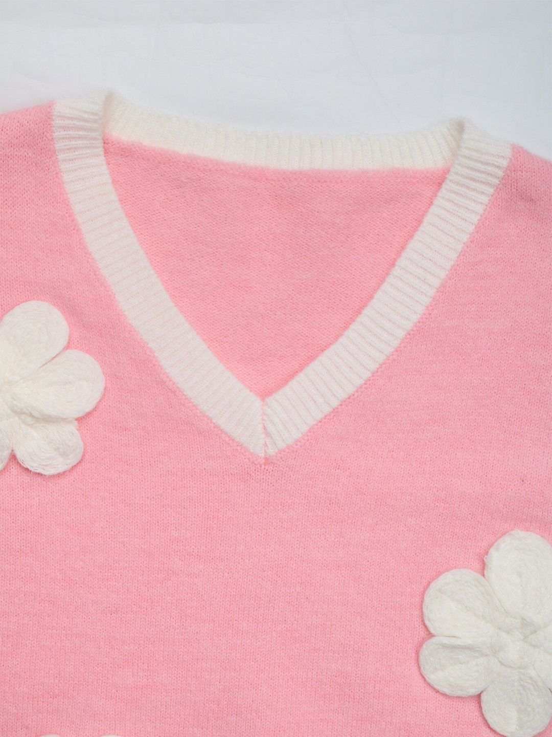 Women's Pink Pullover With Applique Detail Blend Printed