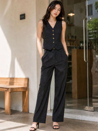 Black Pinstripe Waistcoat Co-ord