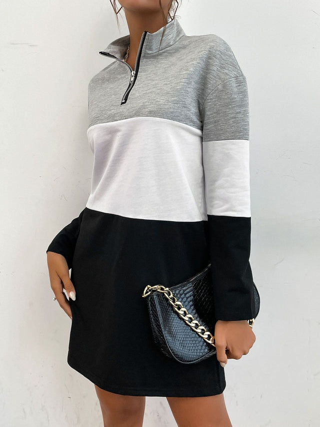Colourblocked Sweatshirt in Multicolor Cotton Style 127 - Nowi Korean Fashion