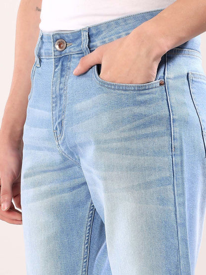 Men Straight Fit Mid-Rise Light Fade Jeans